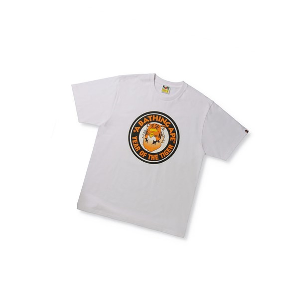 A BATHING APE Bape Year Of The Tiger Tee Rövid Sleeve Polo Férfi Fehér | WRQ-483912